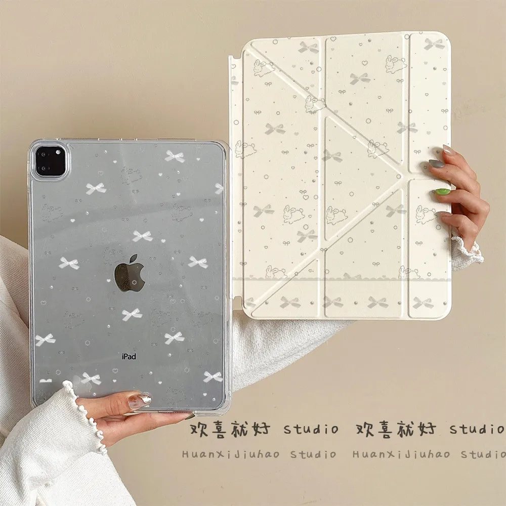 Buuny Bow Rabbit  Tablet Case For iPad Pro 11 12.9 13 8.3 M2 M4 M5 9.7 10.2 5/6th 7/8/9 10th 11th Mini 6 7 Air 4 5 6 Stand Cover