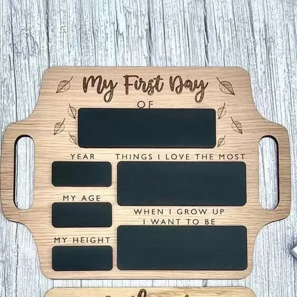 Wooden First Day Of School Sign Reusable With Handle Wooden Message Board Personalized Memory Photo Board Nursery Preschool