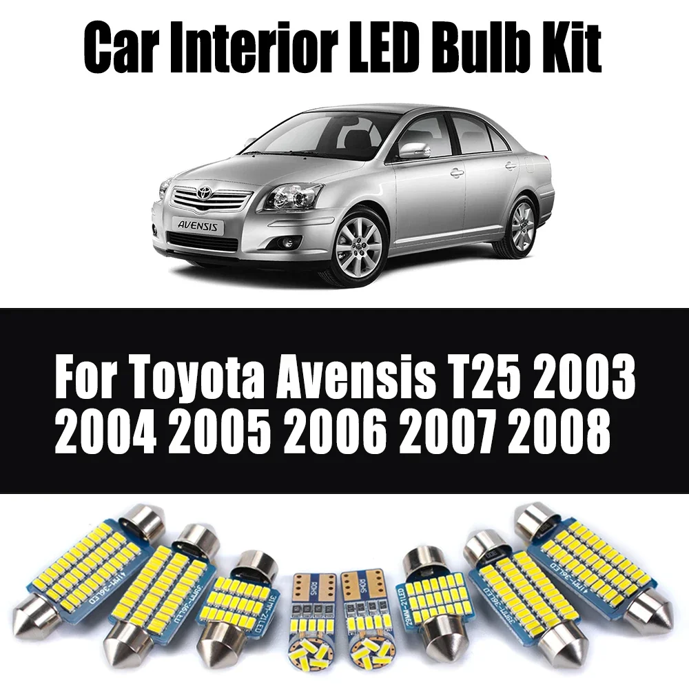 

17 шт. светодиодный комплект внутреннего освещения номерного знака для Toyota Avensis T25 2003-2007 2008 Canbus купол для чтения багажника зеркало лампы