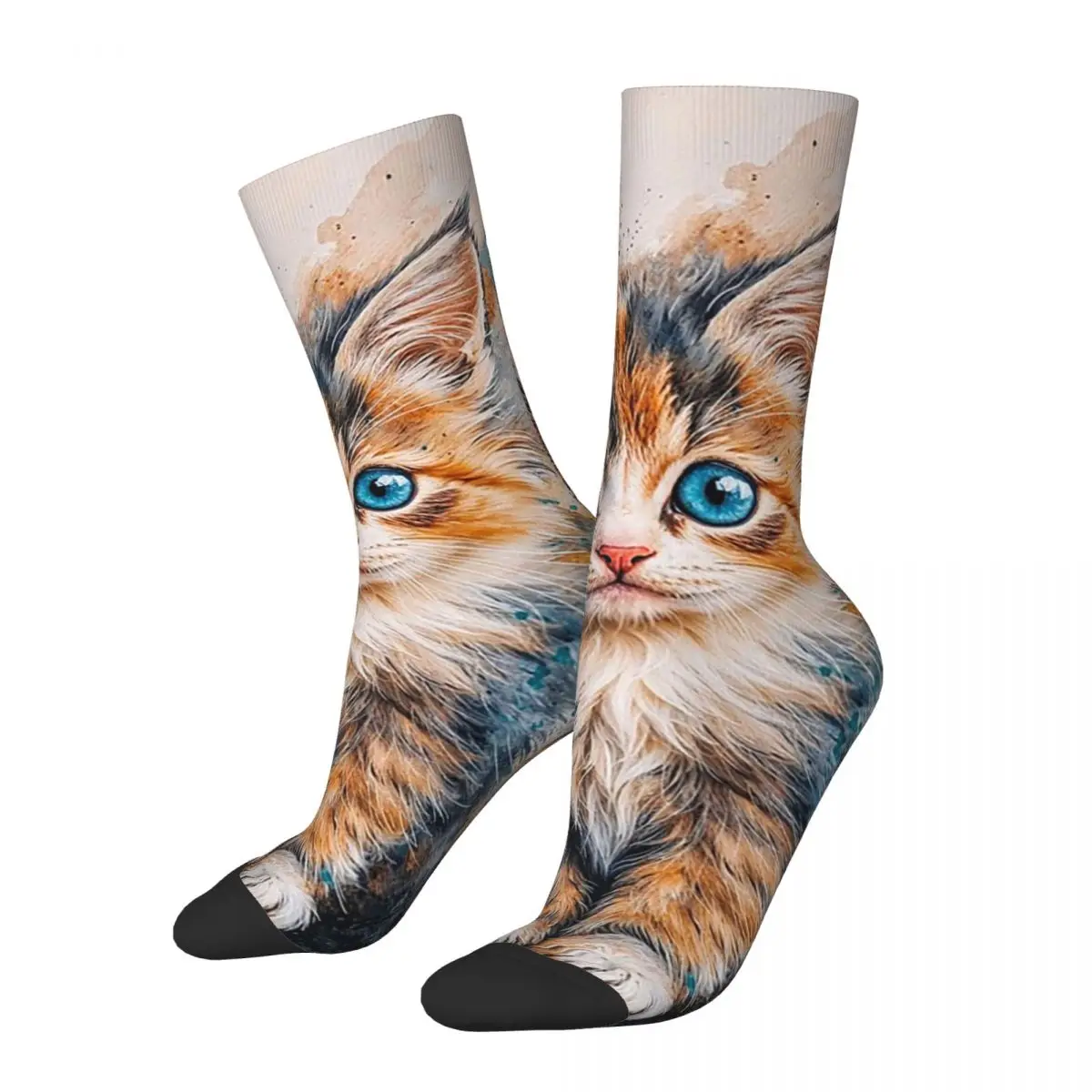 A Sitting Cat In Watercolors Socks Harajuku Sweat Absorbing Stockings All Season Long Socks Accessories for Unisex Gifts