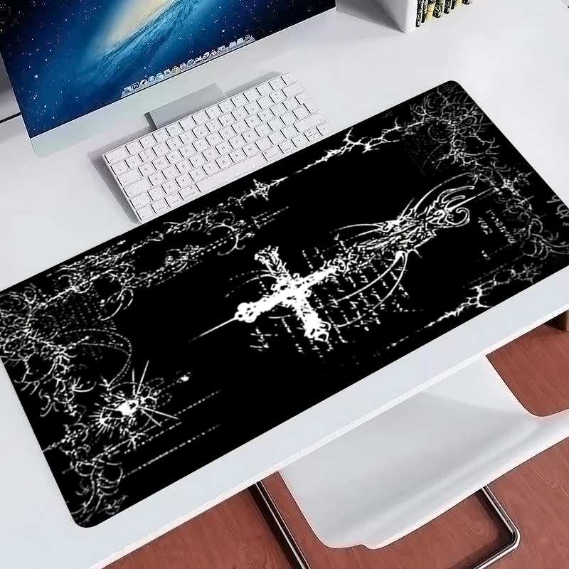 Black Mouse Pad Gothic style E-sports Players Mousepad Cool anime Desk Mat Rubber Gamer Keyboard Pad 90x40cm Computer Mouse Mat