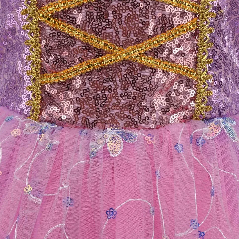 زي تنكري Raiponce pour Petite fille، Robe d'Halloween de Luxe، Vêtements de Noël، 3، 4، 5، 6، 7، 8، 9، 10 Ans،