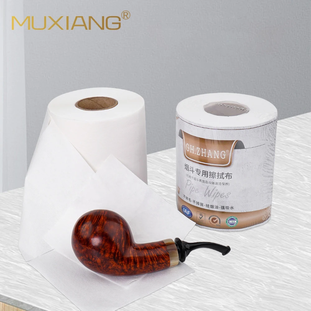 

MUXIANG 200pcs/roll 10*10cm pipe wiping cloth roll Tobacco pipe maintenance wiping cloth for clean smoke pipe bowl without lint
