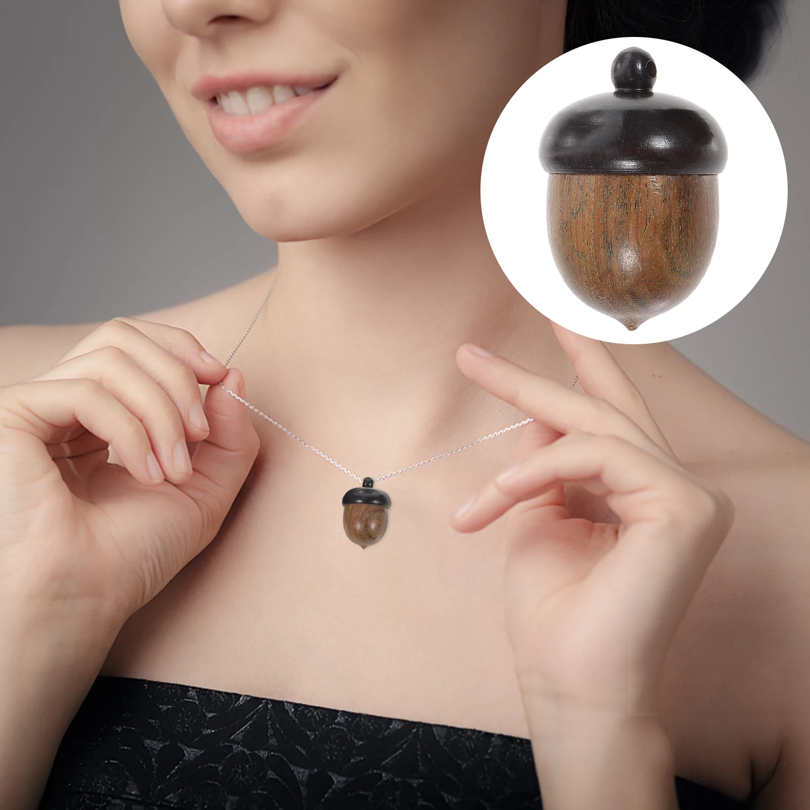 

2 Pcs Wooden Acorn Pendant Necklace Mini Nut Hanging Decor Delicate nament Sturdy Fragrance Storage Lightweight Unique Shape