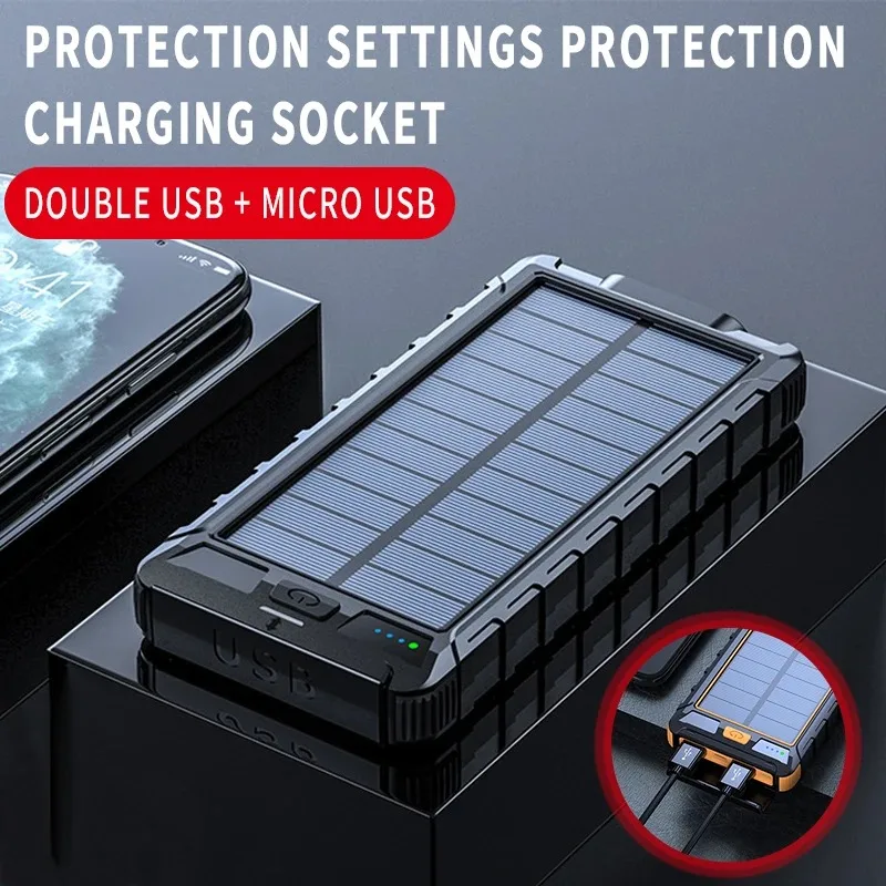 Xiaomi Solar Power Bank 50000mAh Outdoor Waterproof Wireless Fast Charging Portable Battery Power Bank for iPhone Samsung