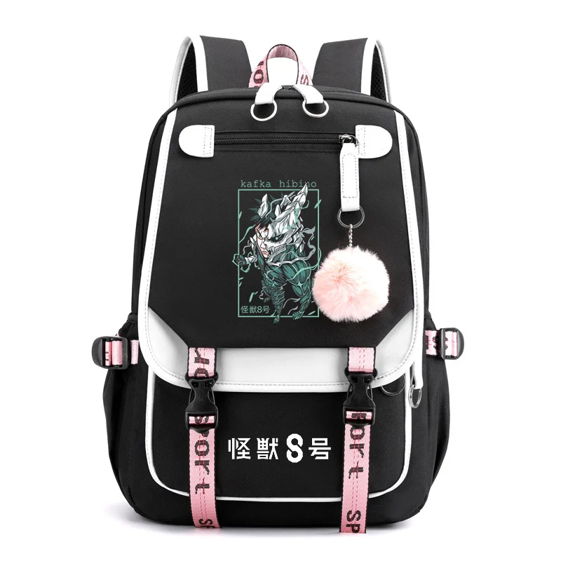 Popular Anime Kaiju No 8 Element Backpack Teenage Street Cool Zipper Backpack High Quality USB Backpack Anime Backpacks