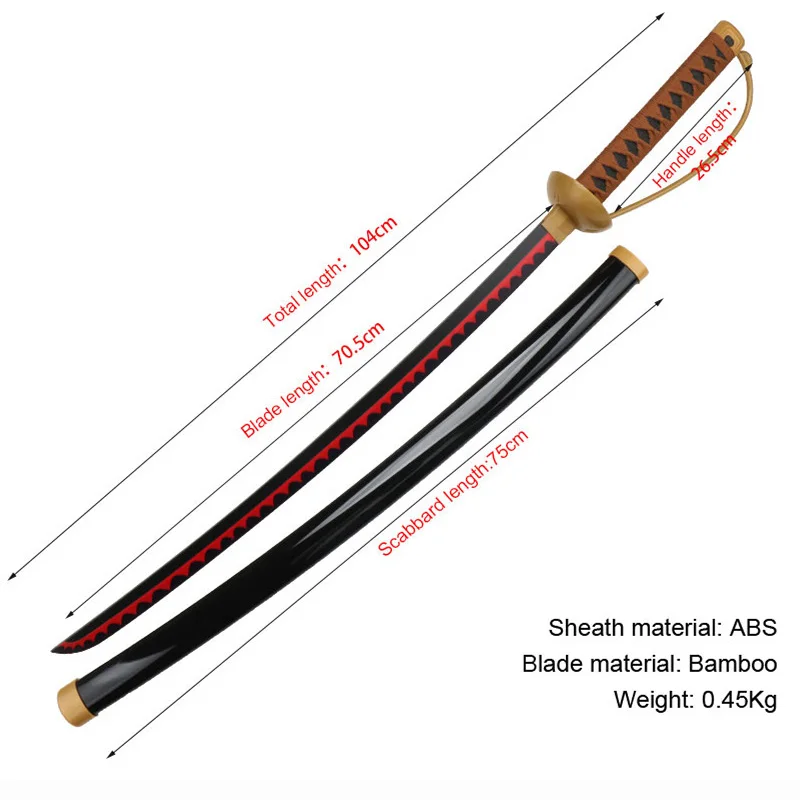 104Cm Bamboe Hout Demon Moordenaar Katanas Roger Japanse Anime Cosplay Wapen Model Prop Room Decor Kids Speelgoed