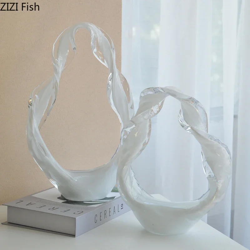 Fluttering Ribbons Glass Ornaments Modern Handicrafts Desk Decoration Abstract Twisted Ribbon Sculpture Room Aesthetics Decor