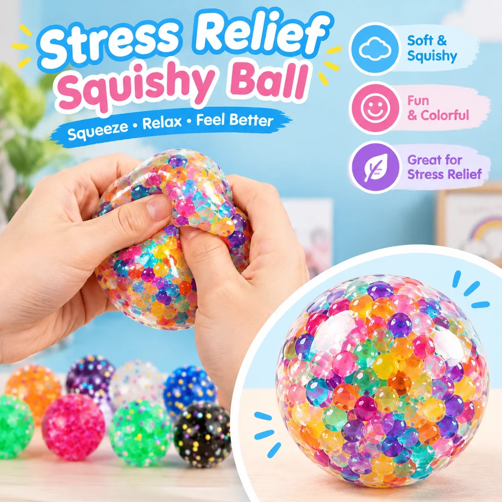 New Stress Relief Squishy Water Bead Ball 4cm Novelty Squeeze Grape Ball Anxiety Relief Educational Decompression Toy Gift
