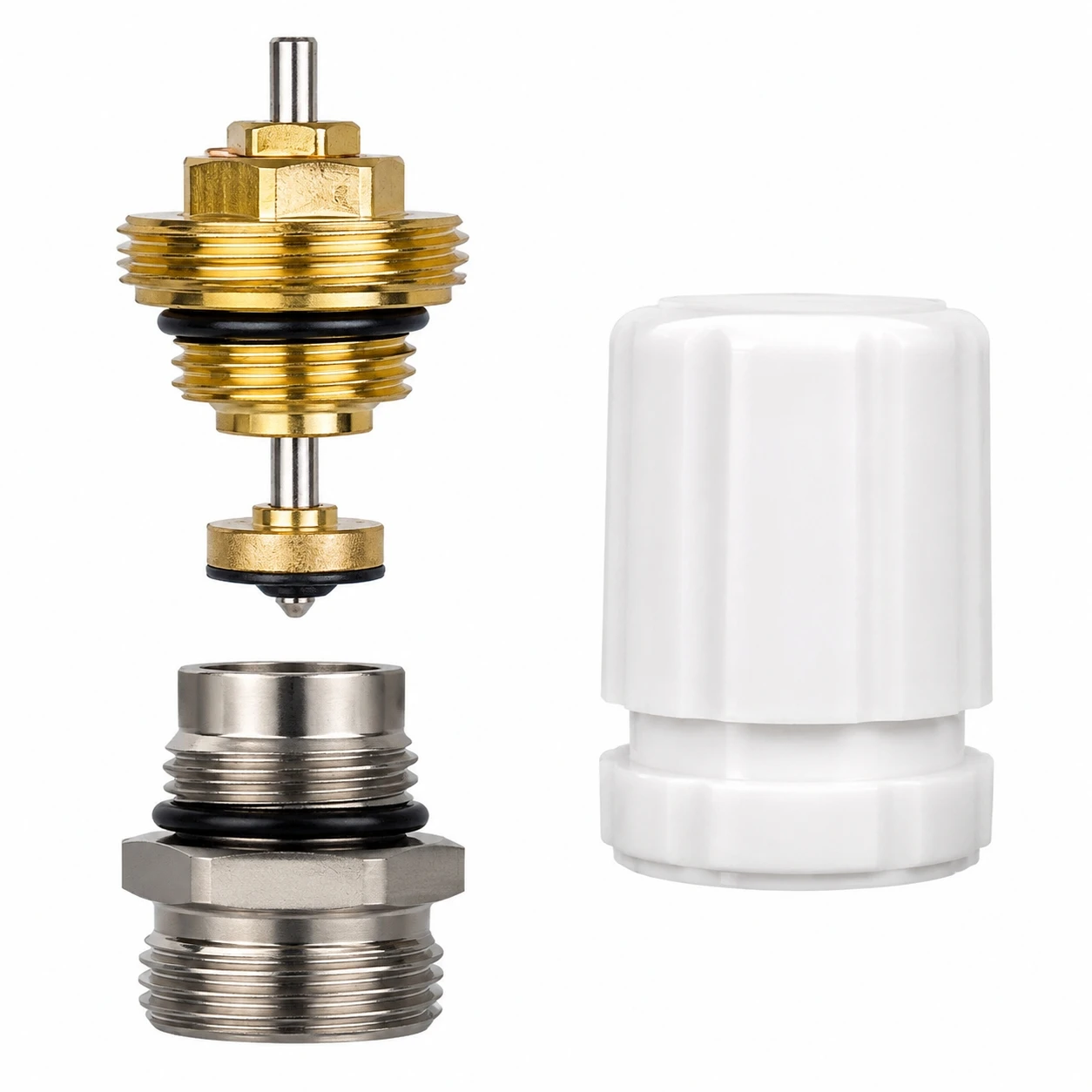 Needle Valve Core Polished Brass Automatic Spring Shutoff Fitting High-Position for Floor Heating Manifold Maintenance DIY