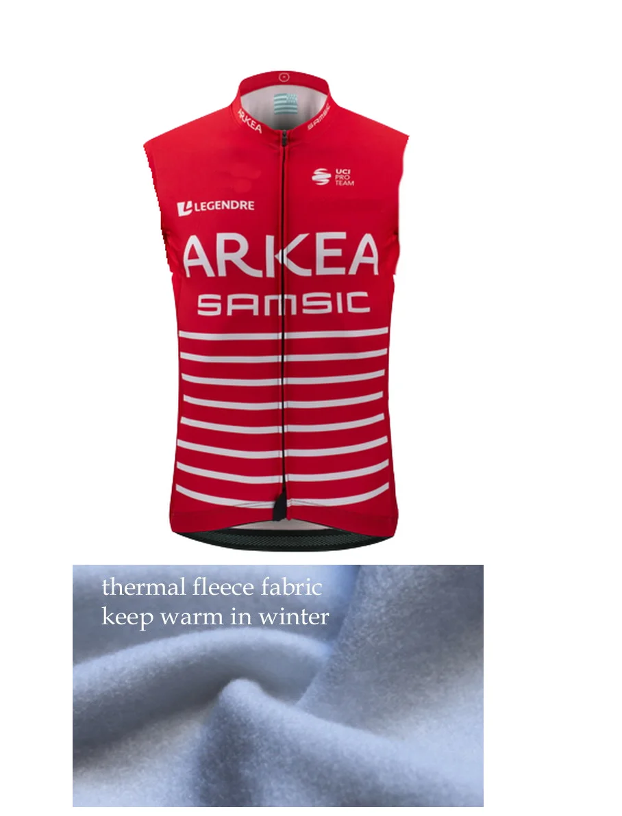 WINTER FLEECE THERMAL 2023 ARKEA SAMSIC TEAM Sleeveless Cycling Vest Mtb Clothing Bicycle Maillot Ciclismo Bike Clothes