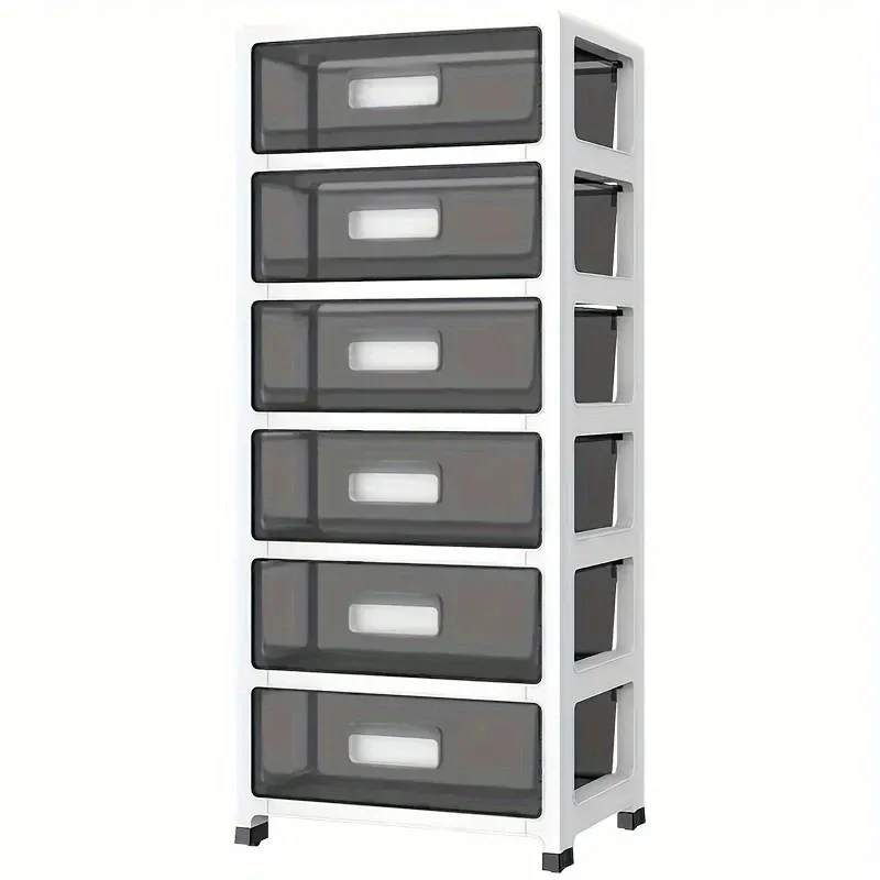 Heavy-Duty Plastic Storage Drawer Cabinet with Casters - Clear, Office File Organizer for Under Desk, Plastic Structure