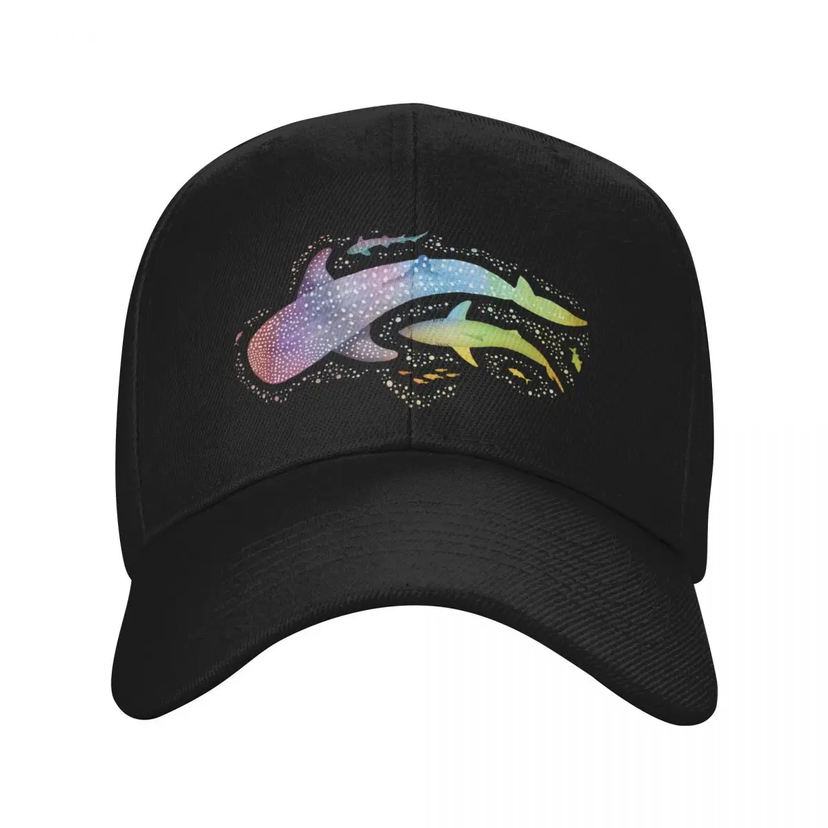 Rainbow shark ocean on white Baseball Cap sailor cap for men hiking hat Luxury man cap sun caps Boy Women's