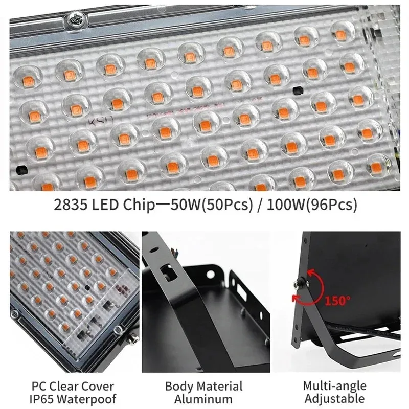 LED grow light full spectrum 100W 200W 300W plant growth light for greenhouse cultivation flowers and plants spotlight