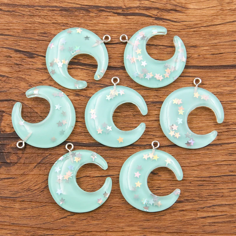 

10Pcs 29X34MM Blue Moon Star Earring Charms Diy Findings Kawaii 3D Keychain Bracelets Pendant For Jewelry Making