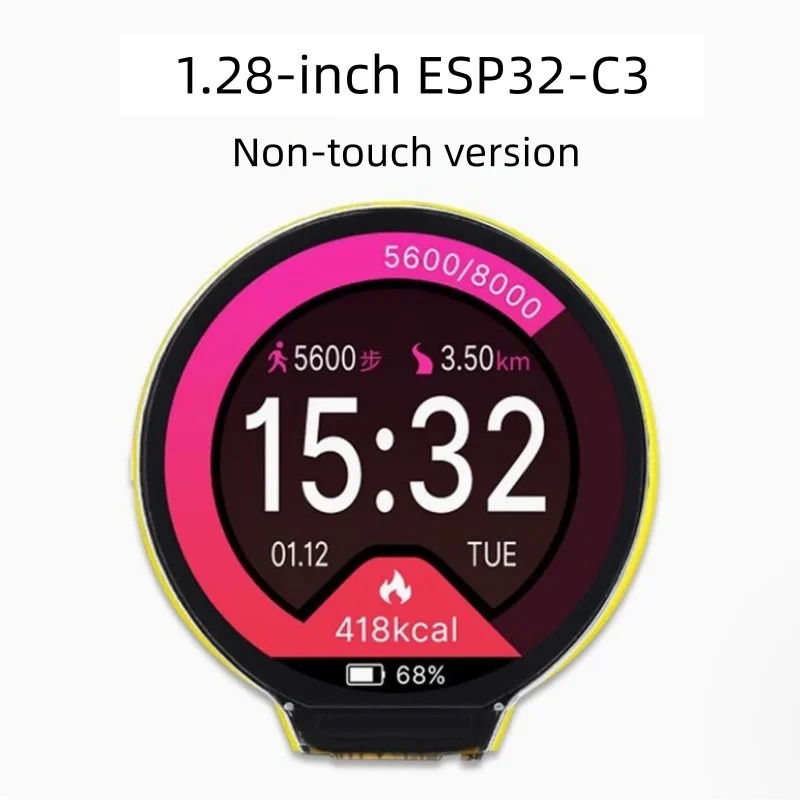 Placa de desenvolvimento ESP32-C3 com tela de toque LCD redonda de 1,28 polegadas, equipada com módulos wi-fi e Bluetooth
