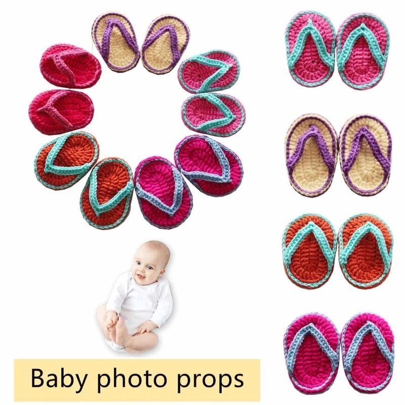 

J15U реквизит для фотосъемки новорожденных, вязаные крючком детские тапочки ручной работы, помощник для детской съемки, вязаная