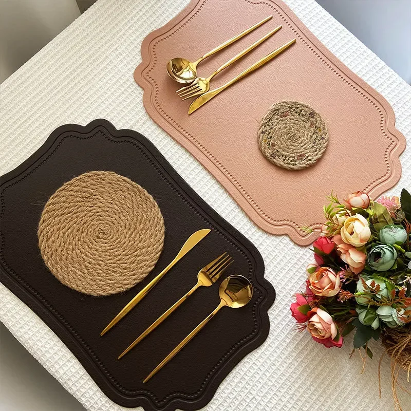 Nordic INS Faux PVC Placemats Heat-Resistant Waterproof Irregular Table Mats for Dining Coffee Table Hotel Western Style