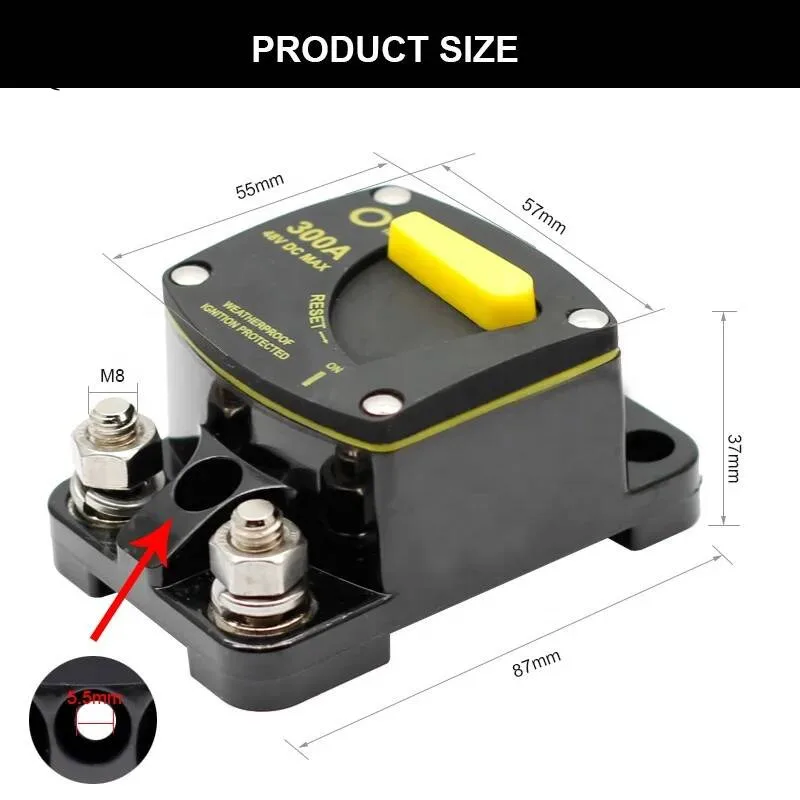 50A 60A 100A 150A 200A 300A DC opbouwstroomonderbreker