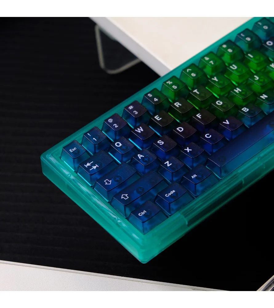 Keycap Original height mechanical keyboard cap wooting61/68 gradual change blue gradual change ABS fog light transmission