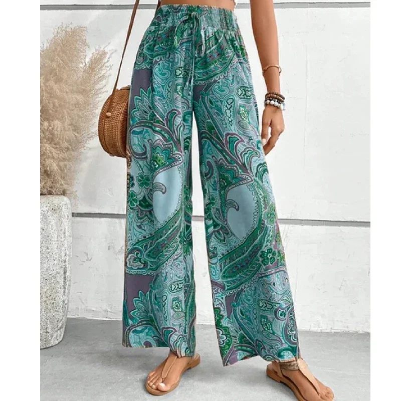 Women's Printing Pants, Waist Belt, , Loose Fitting Spring/summer Pants