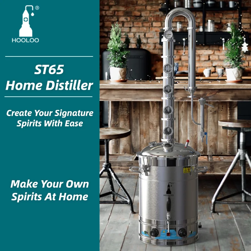 HOOLOO ST65 التدفئة الكهربائية المنزل لا تزال الفولاذ المقاوم للصدأ الكحول المقطر Moonshine جهاز براندي ويسكي الفودكا رم #1