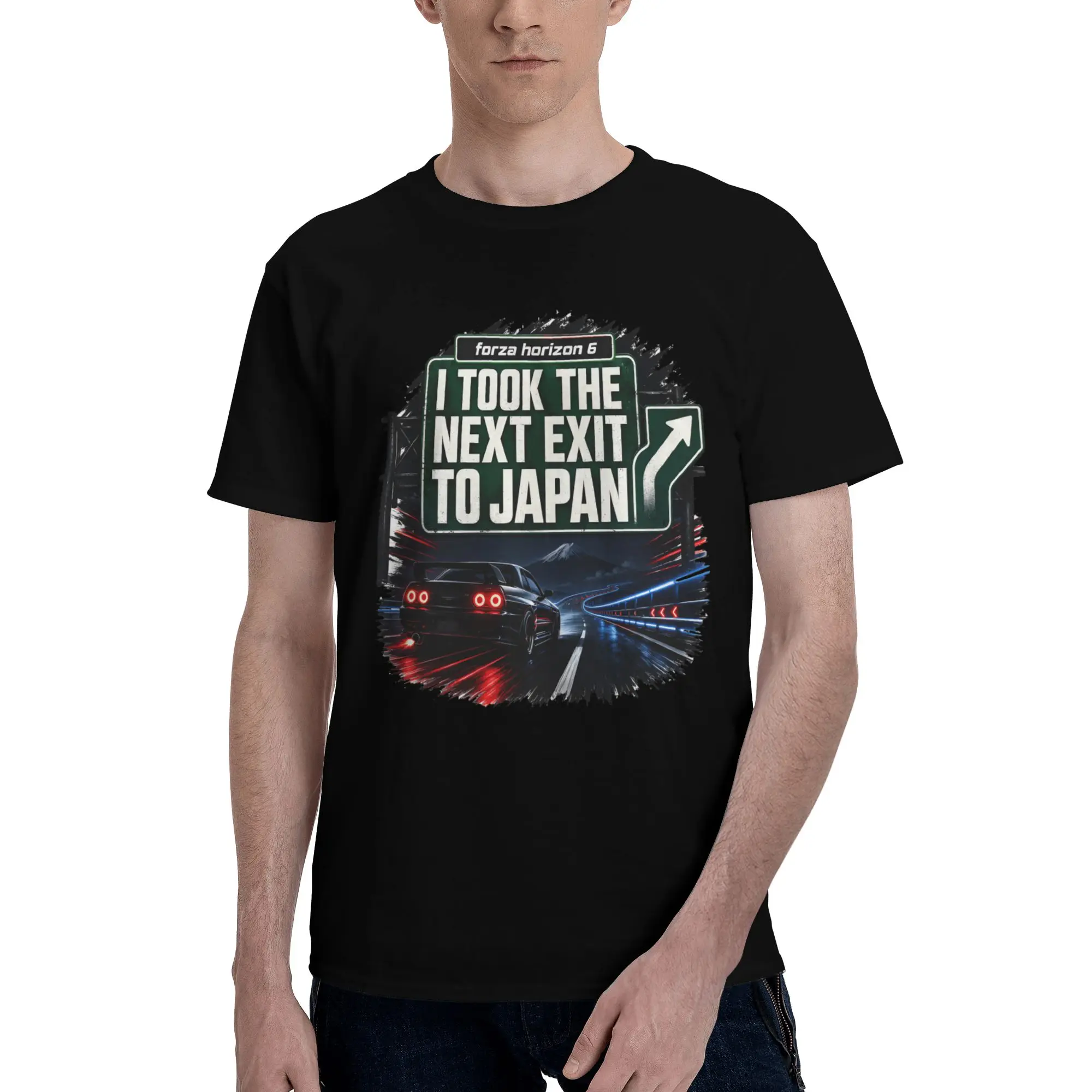 Camiseta divertida 100% de algodón para hombre, camisetas Forza Horizon 6 Next Exit To Japan JDM Gamer