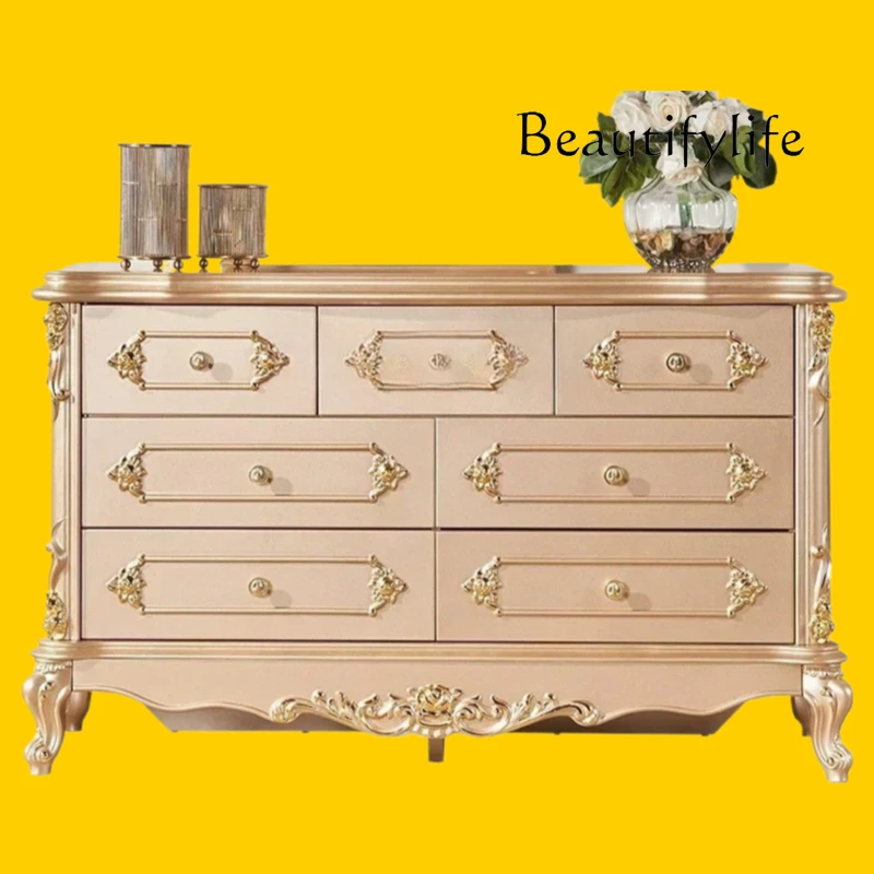 

European-Style Storage Cabinet Bedroom Luxury Champagne Gold Locker Living Room Light Luxury