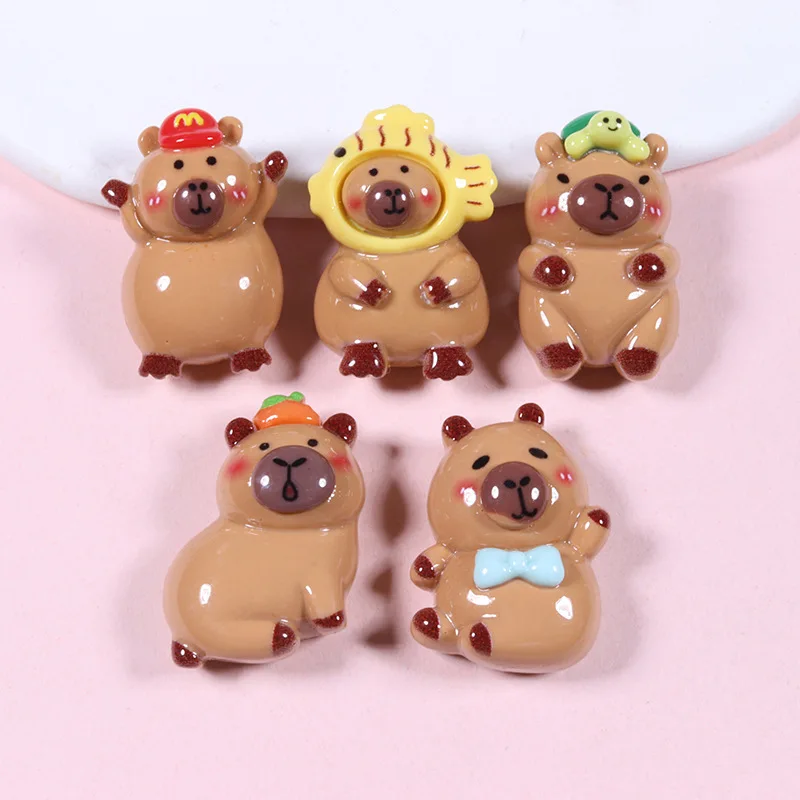 

10pcs 3D Cute Resin Capybara Charm Cartoon Flatback Animal Pendant for Earring Bracelet Making DIY Jewelry Accessories Wholesale