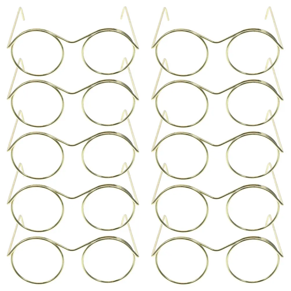 

20pcs Miniature Dress Up Eyeglasses Metal Wire Rim Frameless For 18 Inch Dollhouse Santa Claus Pet Costumes Mini Sunglasses