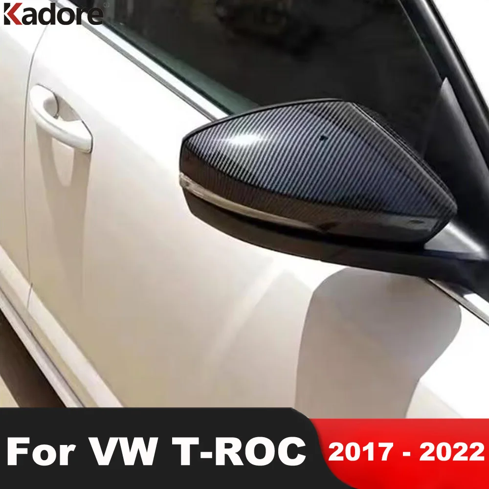 

For Volkswagen VW T-ROC TROC 2017-2019 2020 2021 2022 Carbon Fiber Car Rearview Mirror Cover Trim Side Mirrors Cap Accessorises
