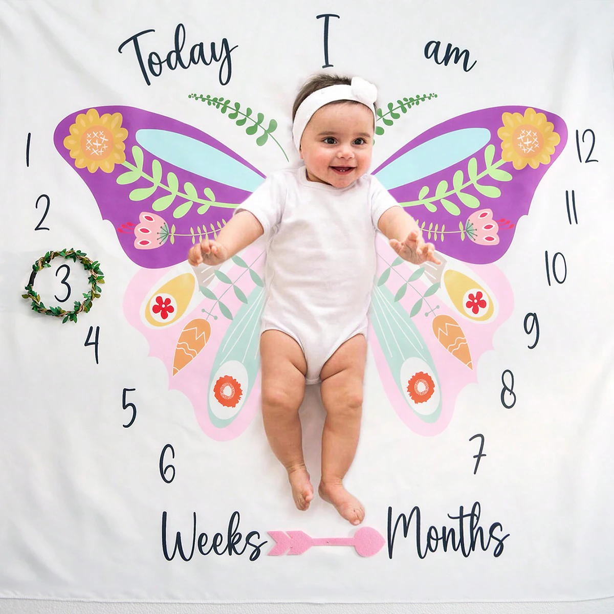 Ylsteed Newborn Milestone Blankets Baby Monthly Growth Souvenirs Infant Photo Shooting Background Blanket Match Wood Dics Card