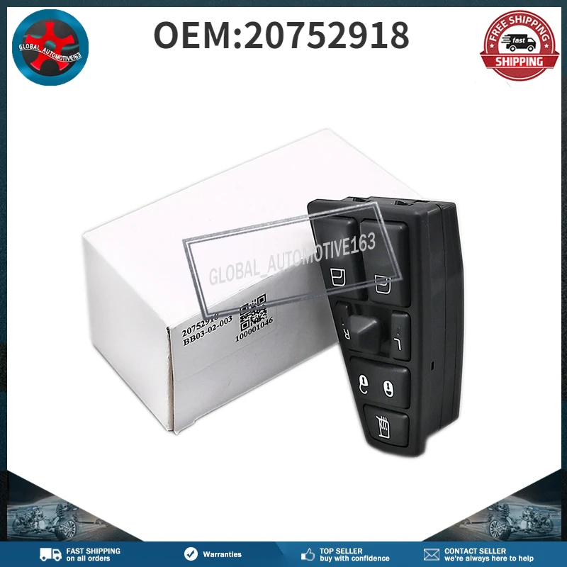 

20752918 For Volvo VN 2004-2012 Volvo VNL 2004-2012 Volvo VNM 2004-2012 Front Driver Side Master Power Window Switch