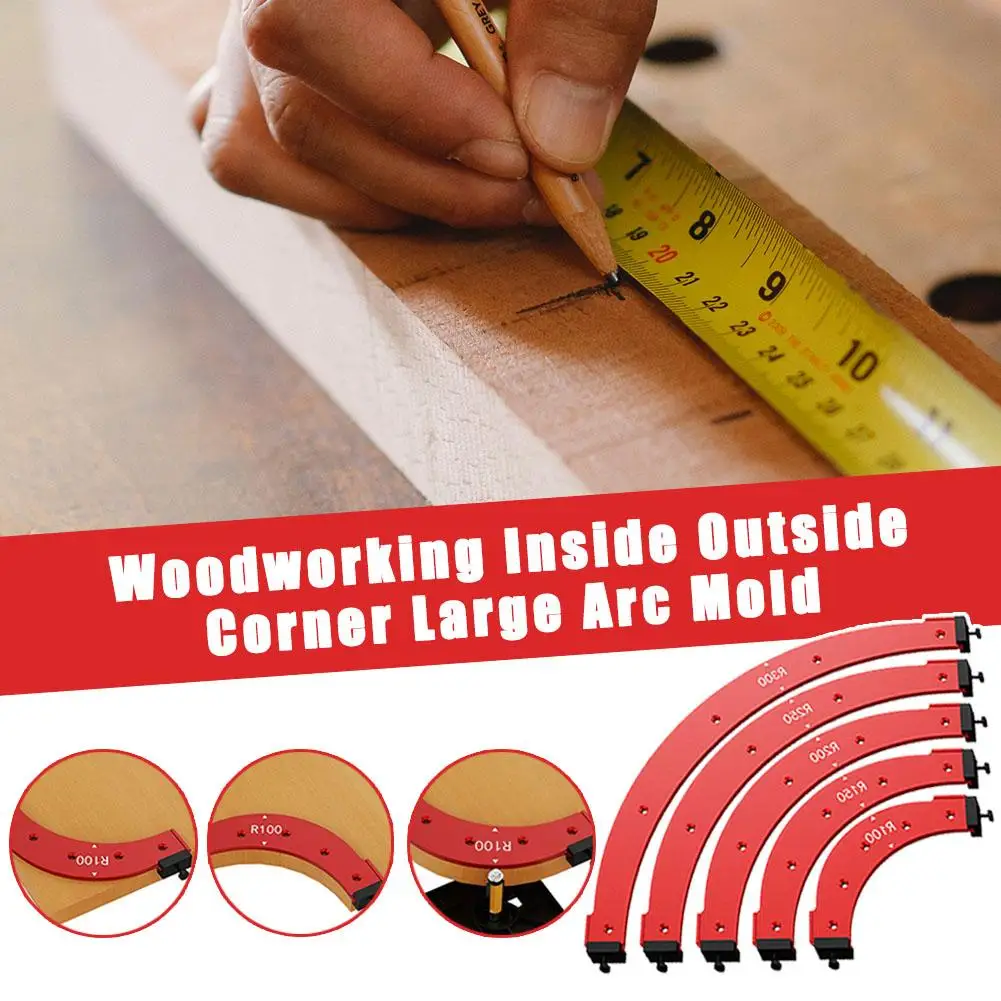 R100-R300 Woodworking Inside Outside Corner Large Arc Auxiliary Positioning Mold Round Trim Wardrobe Template Tool Corner C I5L0