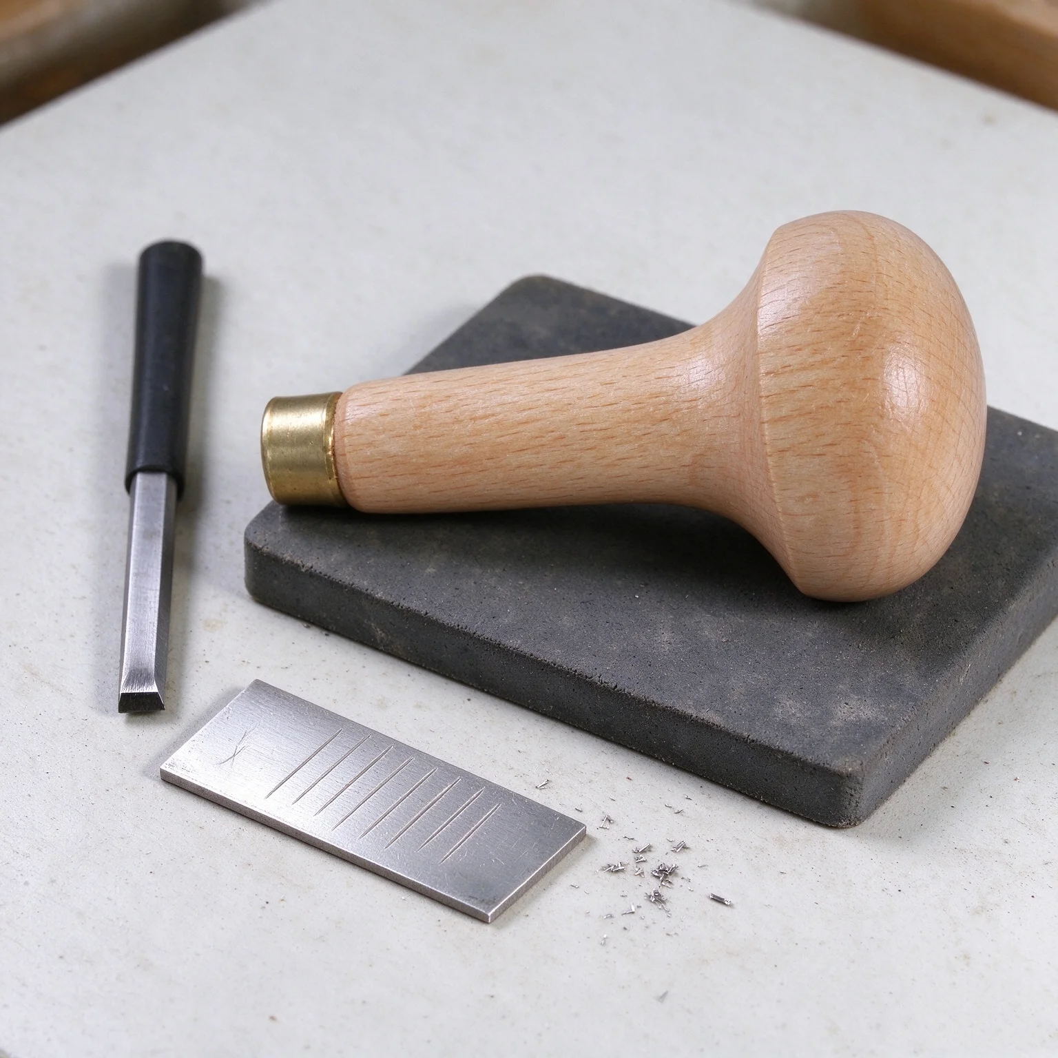 ASIC 47mm Mushroom Long Graver Handle PEFC Beechwood with Metal Ferrule Professional Jeweler Engraving Tool Grip