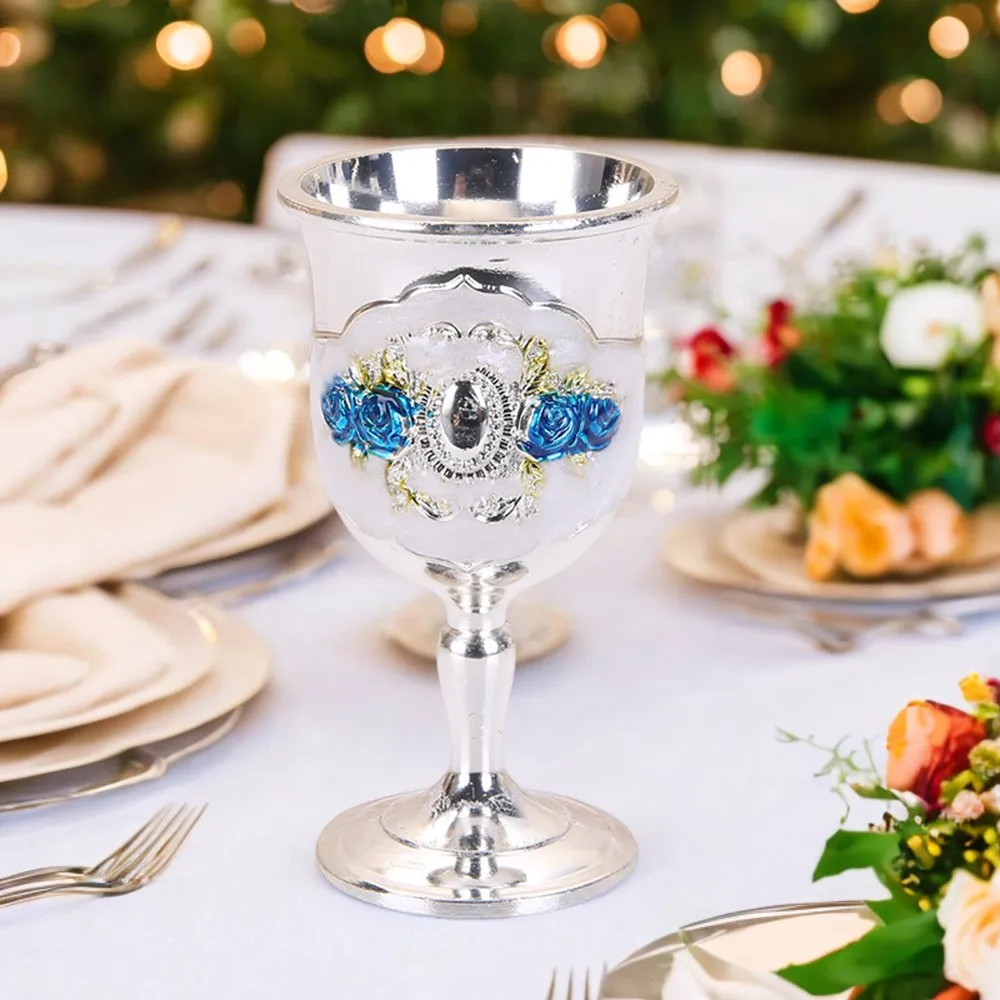 Palace Style Metal Wine Cup Household Vintage White Alcohol Cup Exquisite High-end Drinking Utensil For Christmas Festival Party