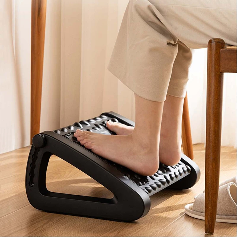 Foot Rest Stool Adjustable Foot Stepping Platform With Rollers Foot Resting Stool Comfortable Massage Pad For Gaming Durable C