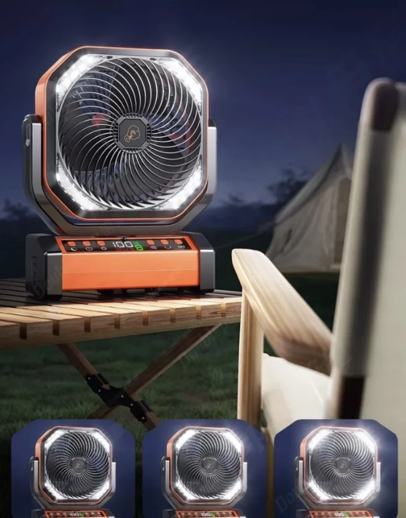 USB Charging Outdoor Camping Car Use Fan 20000mAh Portable Fan 120-hour Battery Life Cooling Sensation Dual-use Stand/hang