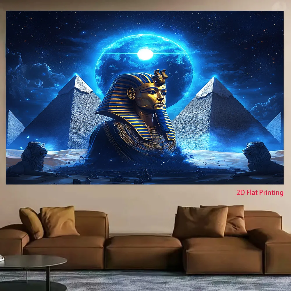 Giant Egyptian Pharaoh Pyramids Mural Tapestry Wall Hanging Canvas Print Tropical Ancient Egypt Room Decor Art
