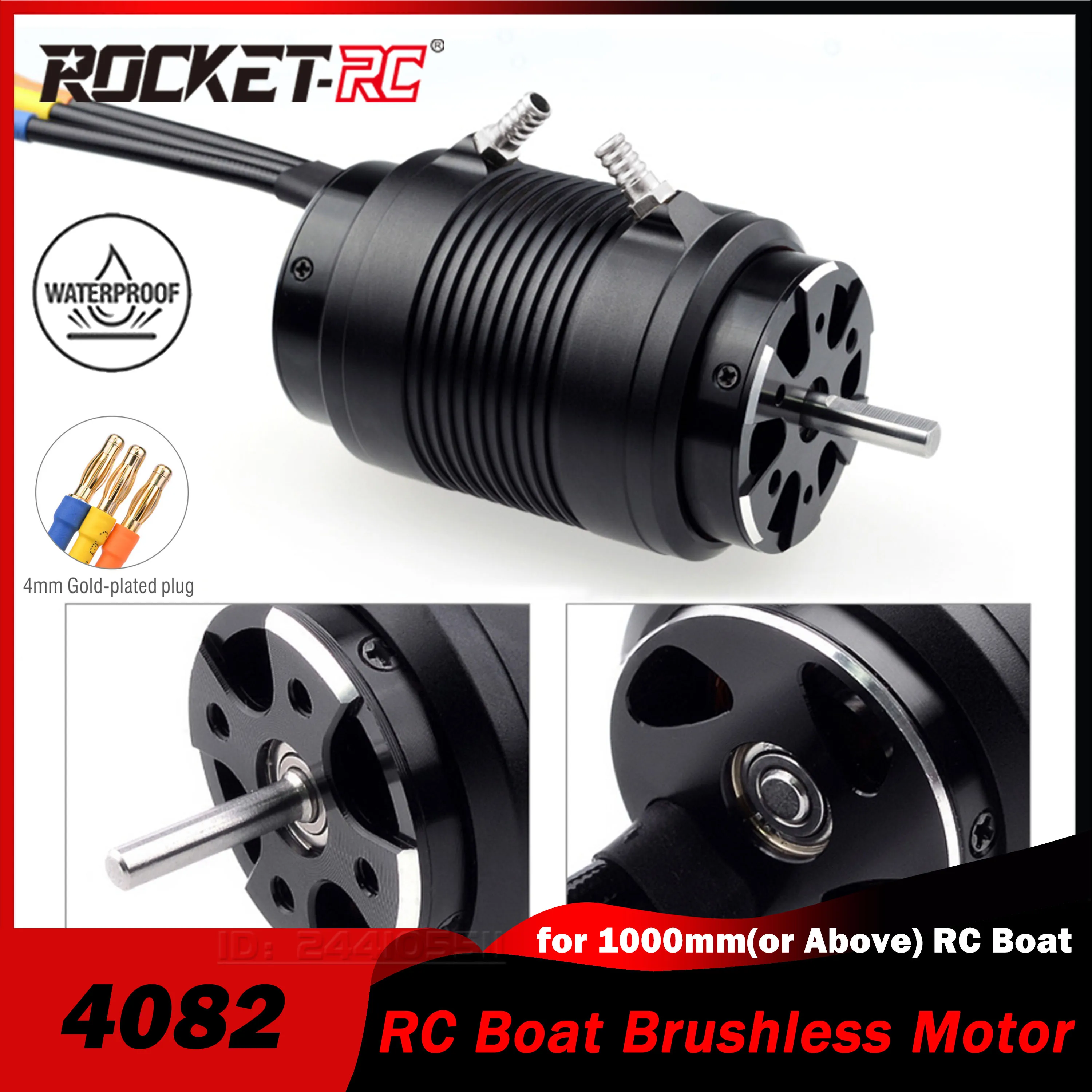 

Rocket-RC 4082 1600KV 1900KV Waterproof Sensorless Brushless Motor 40-S Water Cooling Jacket for 1000mm(or Above) RC Boat