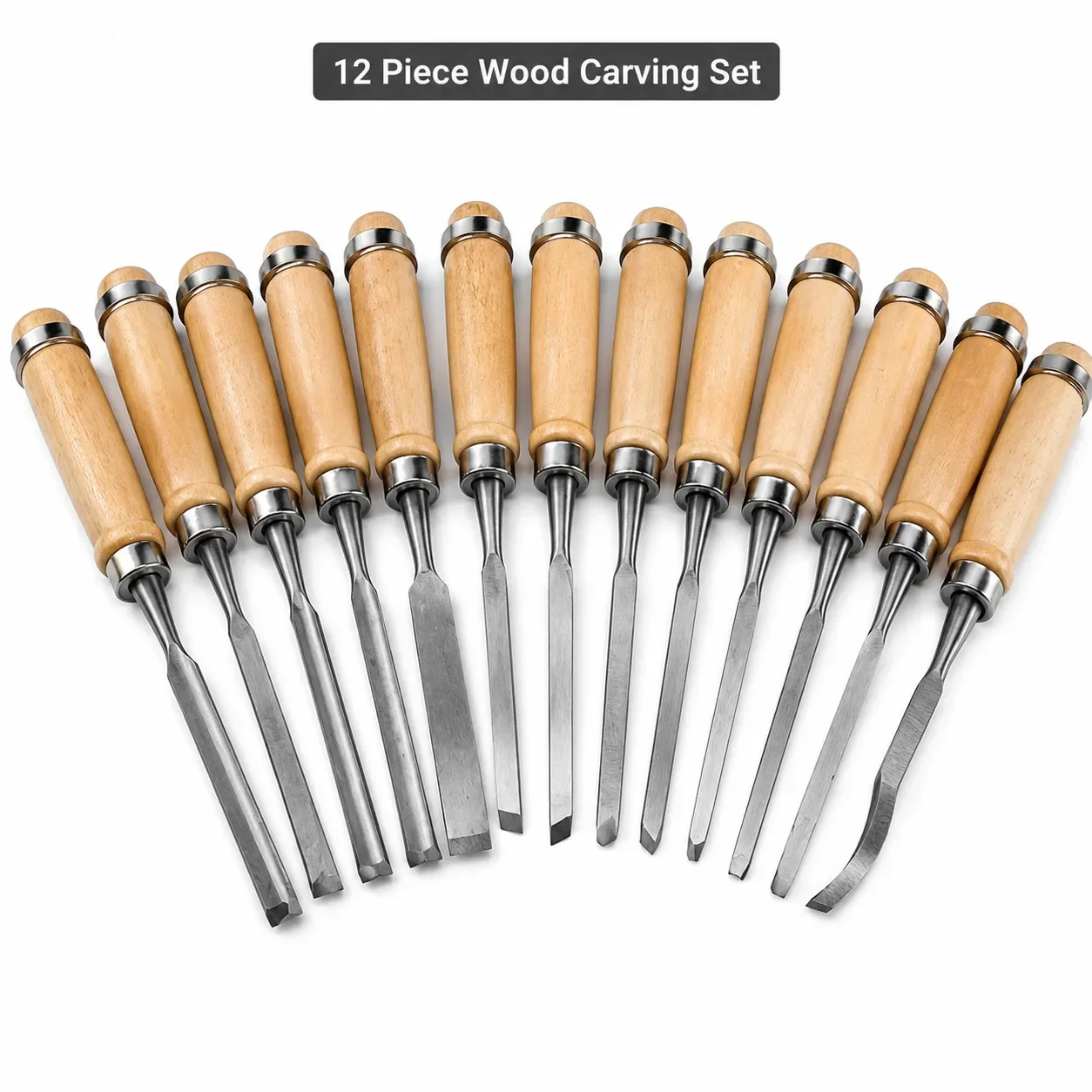 Wood Carving Chisel Set 12pcs Full Size Knife Gouge Woodworking Tools Kit Pouch
