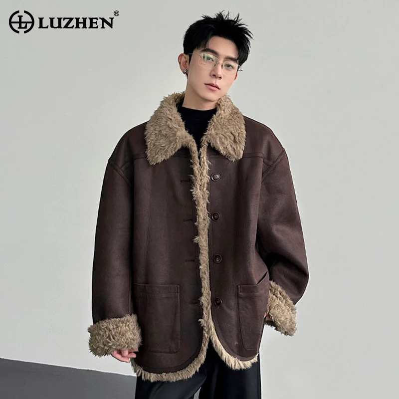 

LUZHEN 2025, новая зимняя модная двусторонняя одежда, дизайнерская парка из овечьей шерсти, мужская модная красивая теплая кожаная стеганая куртка JY5618