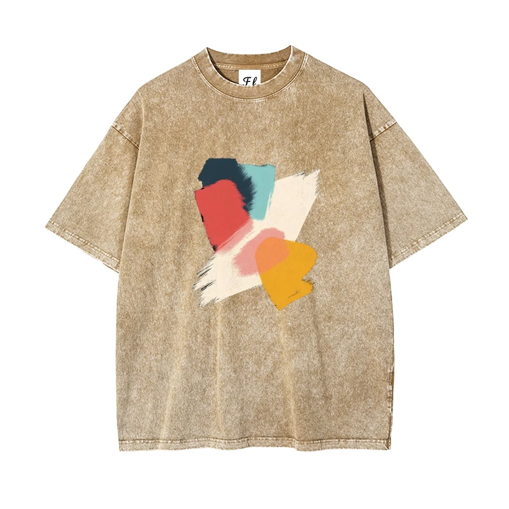 Uniek kleurrijk patroon Distressed T-shirt - Trendy grafische T-shirts, herentop Een perfecte manier om het gevoel van de mode te laten zien
