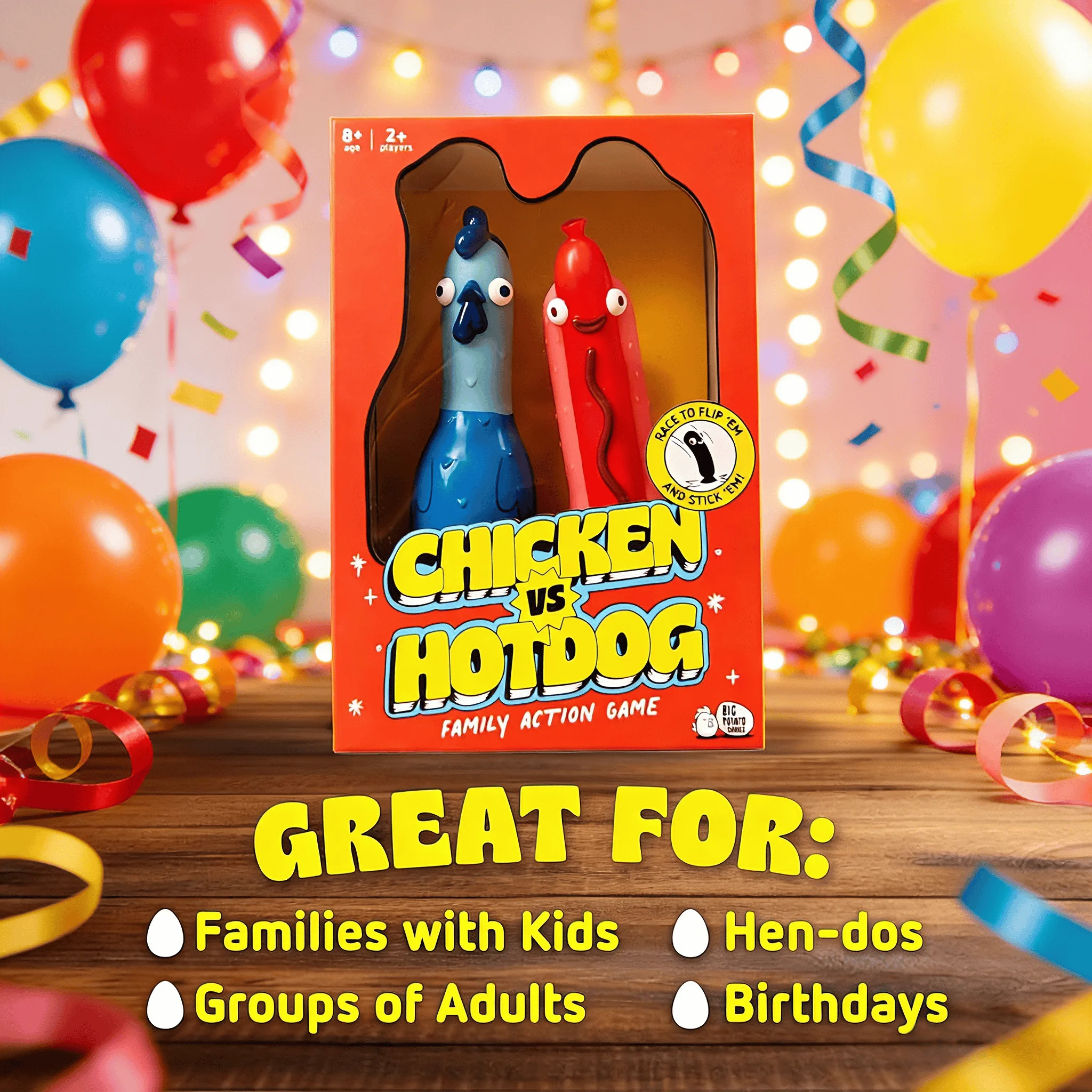Juego de Mesa Rápido de Estrategia: Pollo vs. Perrito Caliente, Set de Juego Interactivo de Fiesta con Dibujos Animados, Juguete Educativo DIY para Familia y Niños, Diversión Interactiva