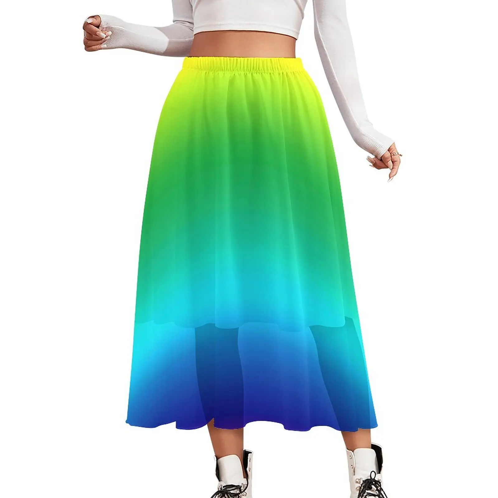 

Rainbow Flag Skirt LGBT Pride Parade Kawaii Long Skirts Summer Aesthetic Elastic Waist Chiffon Printed Oversize A-line Skirt