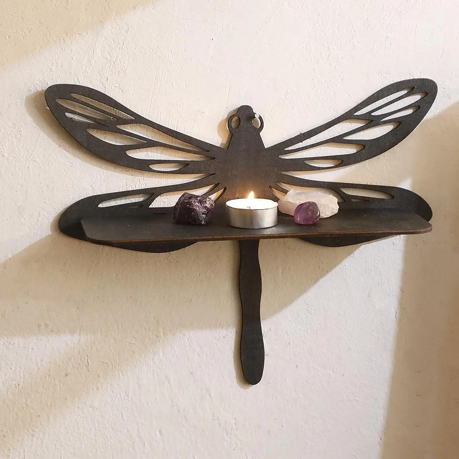 

Dragonfly Corner Shelf Art Decor Gift Ornament Wall Display Organizer Multiuse Decorative Floating Shelf for Office Farmhouse