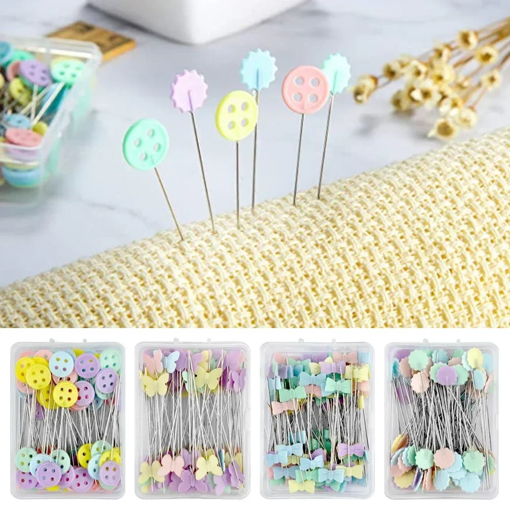 100Pcs Dressmaking Pins Sewing Embroidery Patchwork Tools Positioning Needle Fixed Metal Button Pins DIY Sewing Accessories