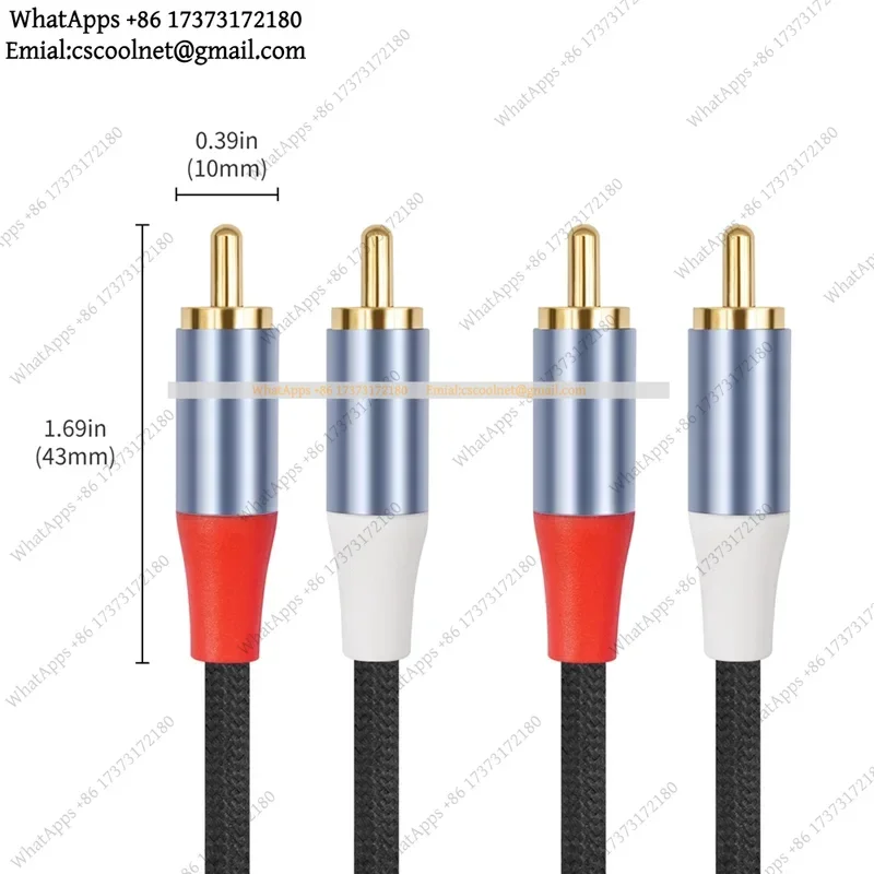 RCA Cable 2RCA Male To 2RCA Male Braided Shielded Design For Home Theater HDTV Amplifier Speakers
