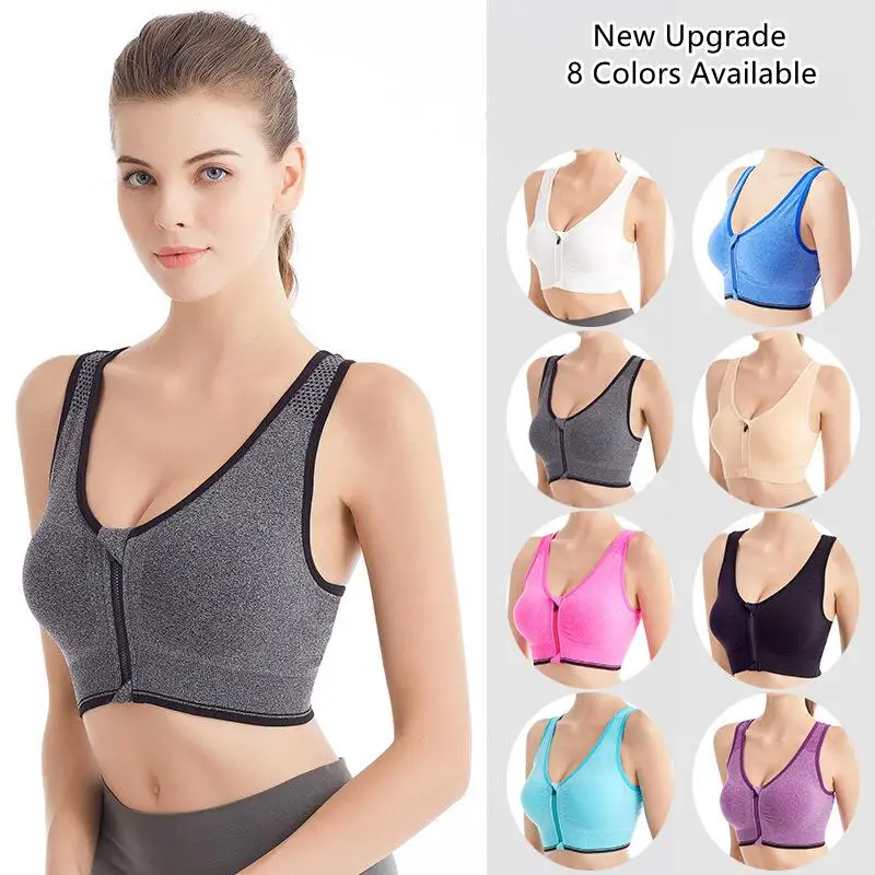 Front Zipper Sports Bra Women\'s Underwear Running Fitness Seamless Brassiere Shockproof Breathable without Underwire Bralette