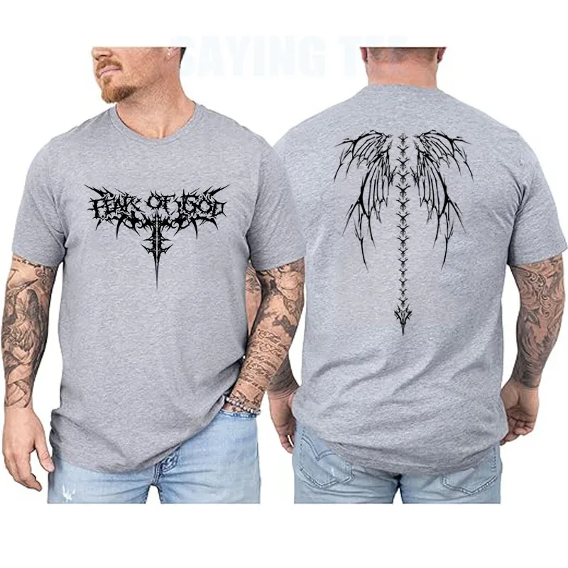 Y2K Wing Tattoo Metal Rock Streetwear T-Shirt aus weicher Baumwolle, cooler Humor, dunkle Gothic-Grafik, Bekleidung für Herren, kurzärmelige T-Shirts – Detail 7